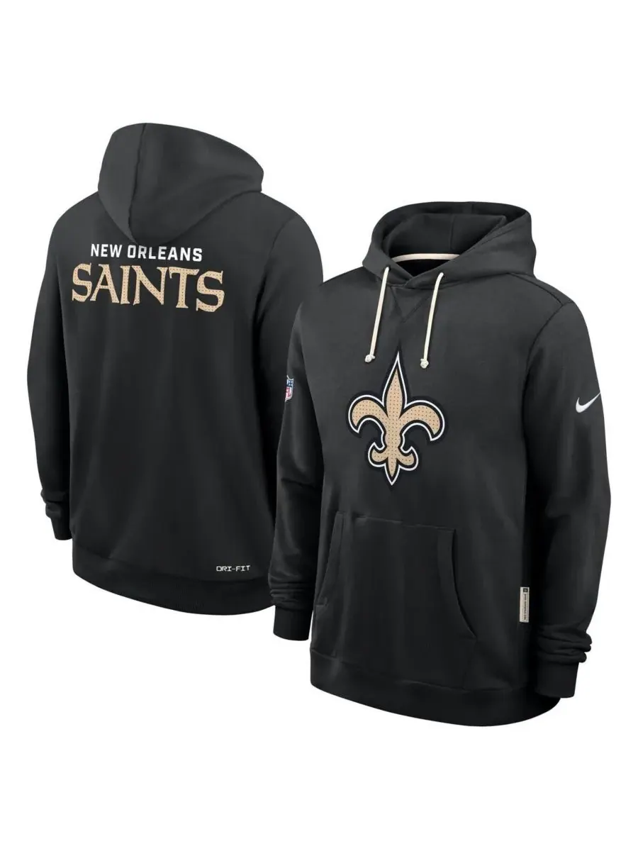 Nike Мужская черная толстовка с капюшоном New Orleans Saints Sideline Initial Home Performance — изображение 1 из 2, черный