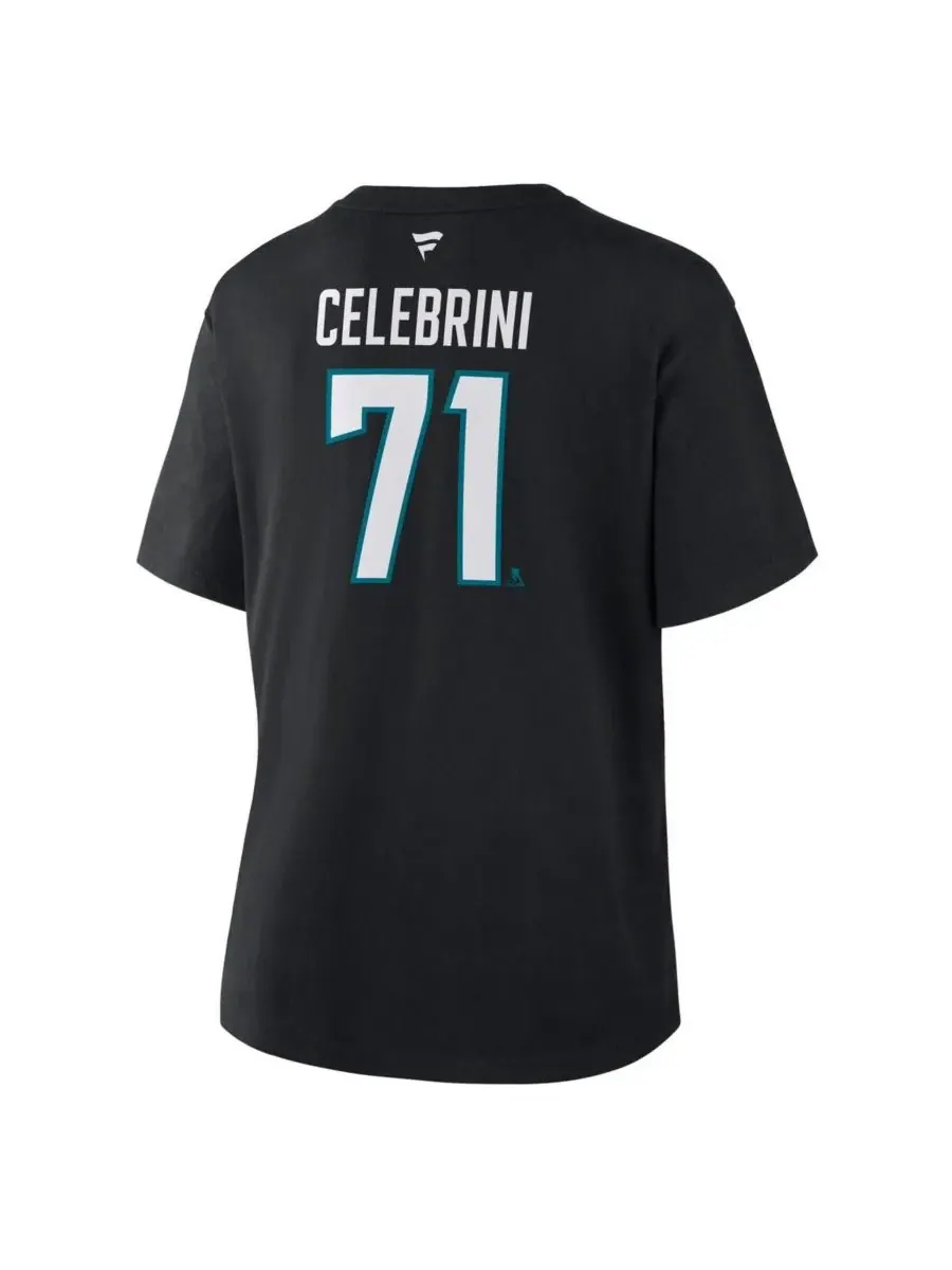 Fanatics Женская черная футболка Macklin Celebrini San Jose Sharks Authentic Stack с именем и — изображение 3 из 3, черный