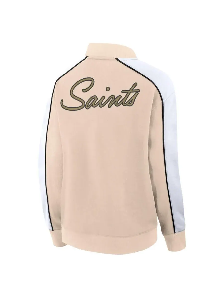 Fanatics Женская бежевая куртка-бомбер New Orleans Saints Lounge с застежкой на кнопках — изображение 2 из 3, бежевый