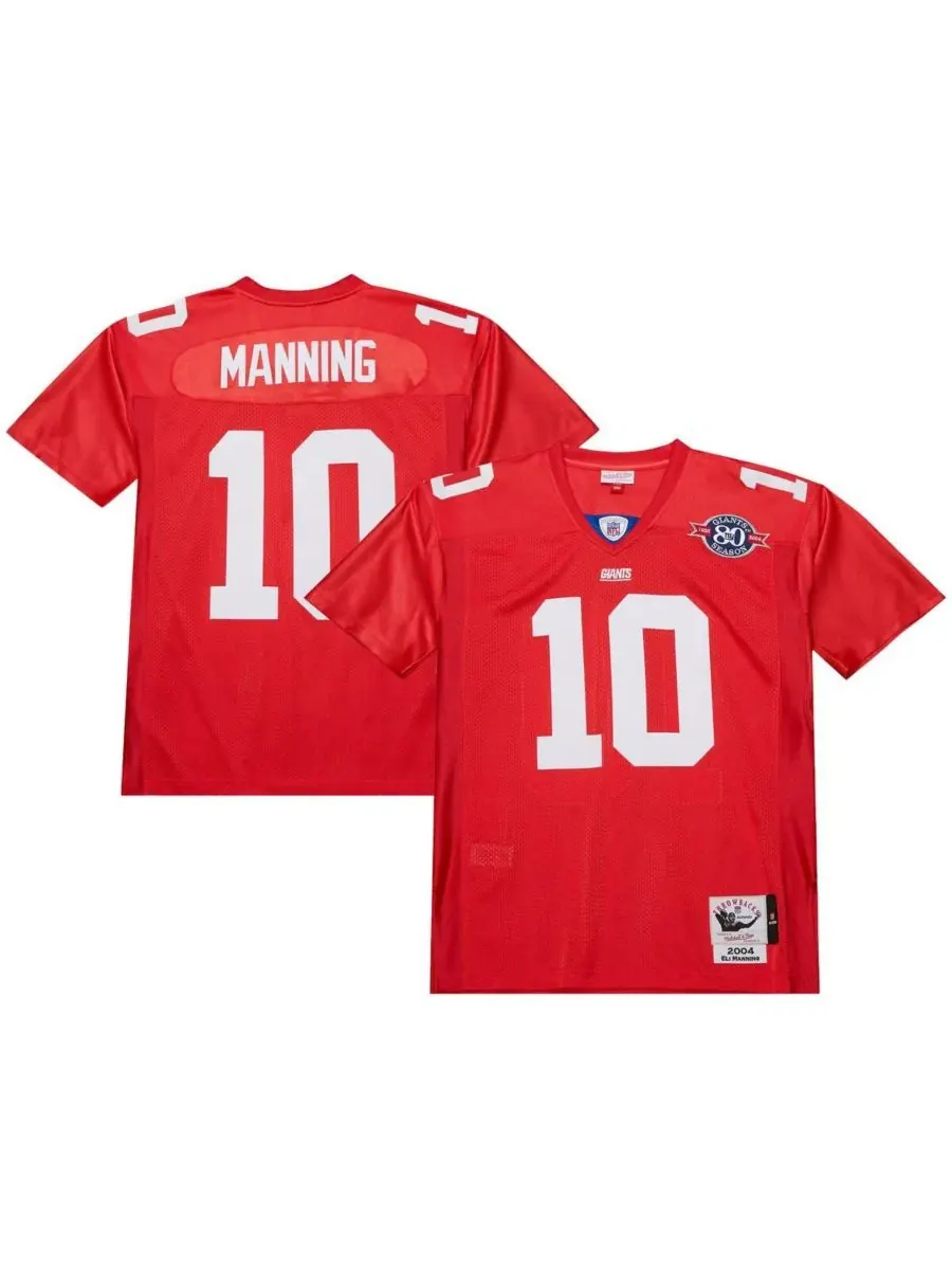 Mitchell & Ness Мужская красная футболка Эли Маннинга, игрока команды New York Giants образца 2004 — изображение 1 из 5