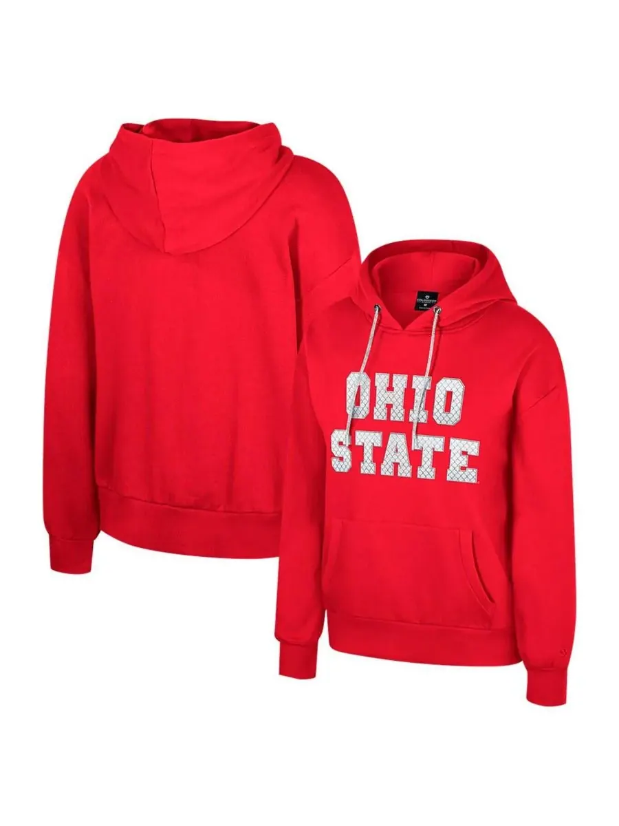 Женская алая толстовка с капюшоном и стразами Ohio State Buckeyes Reflection Rhinestone Drawcord — изображение 1 из 3, алый