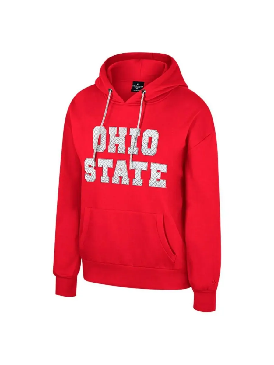 Женская алая толстовка с капюшоном и стразами Ohio State Buckeyes Reflection Rhinestone Drawcord — изображение 3 из 3, алый