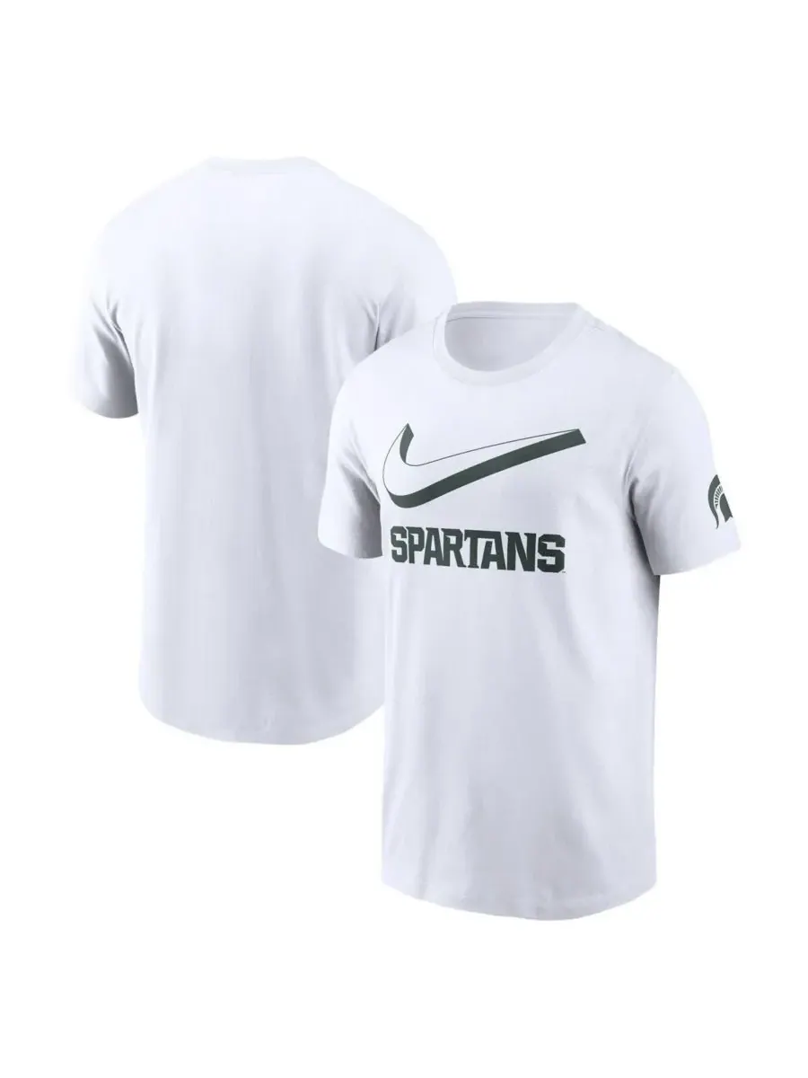 Nike Мужская белая футболка Michigan State Spartans Primetime 2-Hit Swoosh — изображение 1 из 3, белый