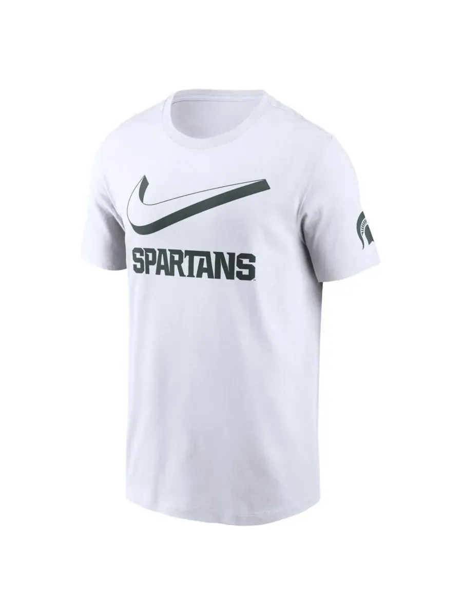 Nike Мужская белая футболка Michigan State Spartans Primetime 2-Hit Swoosh — изображение 3 из 3, белый