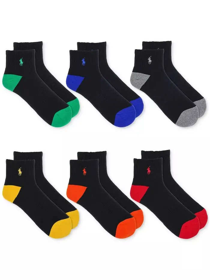 Мужские носки Performance Colored с пяткой и носком, 6 пар Polo Ralph Lauren — изображение 1 из 2
