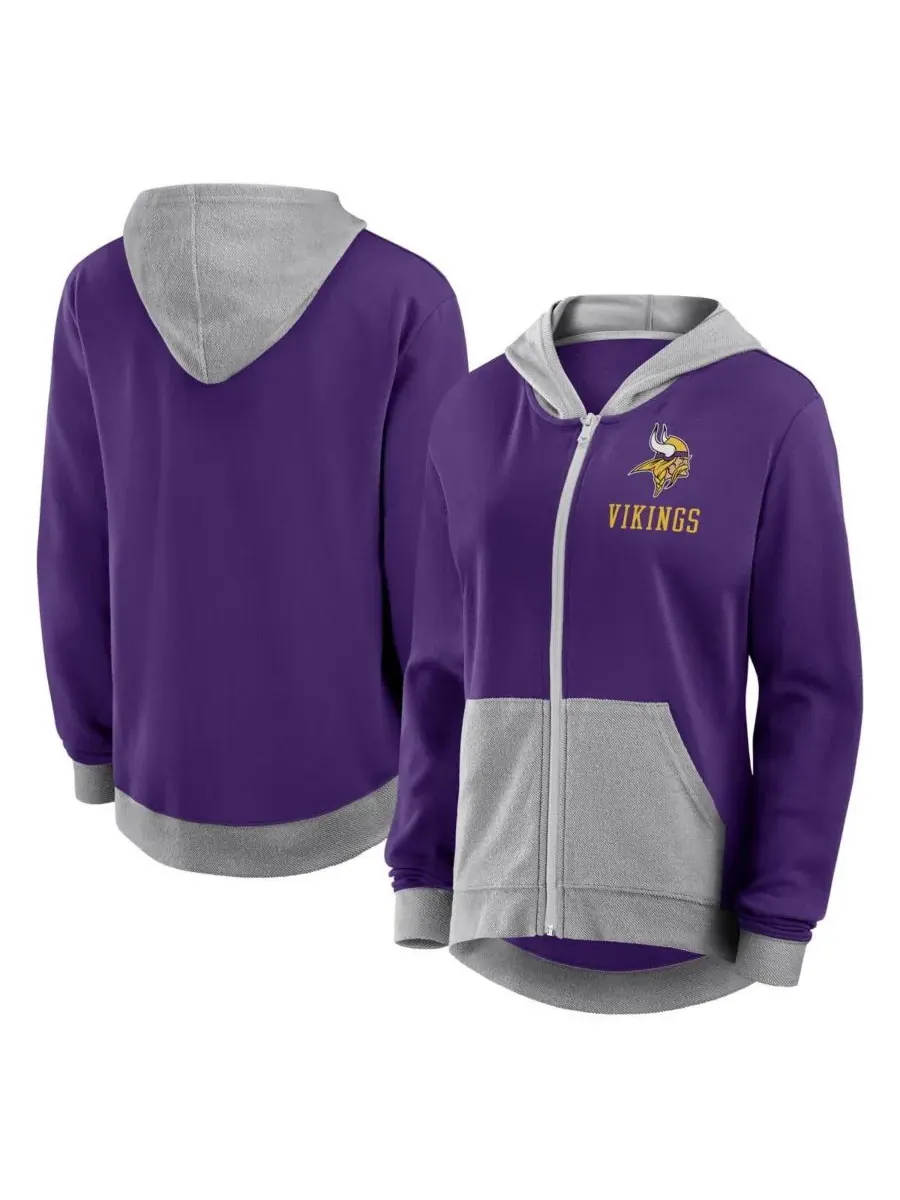 Logo Athletic Женская фиолетовая толстовка на молнии Minnesota Vikings Hit It из французского — фиолетовый