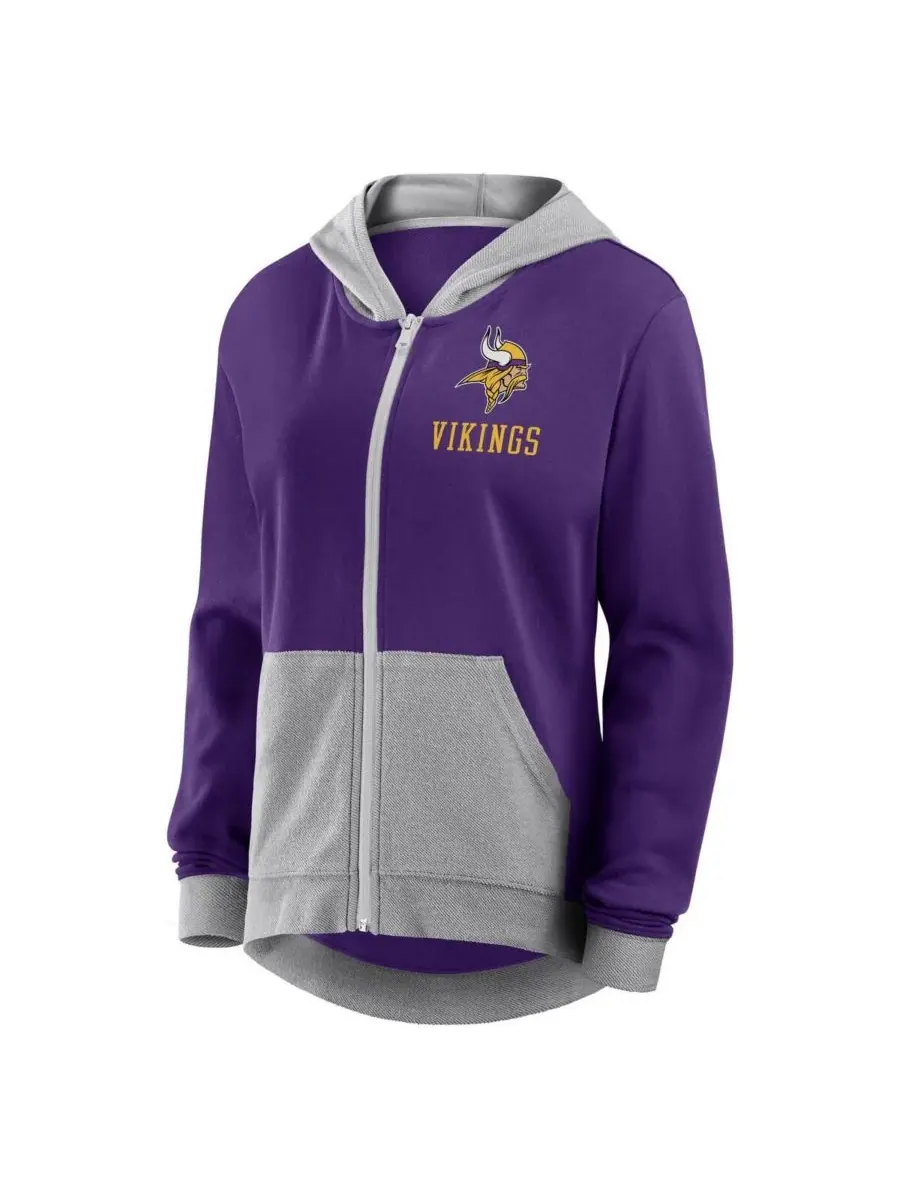Logo Athletic Женская фиолетовая толстовка на молнии Minnesota Vikings Hit It из французского — изображение 2 из 3