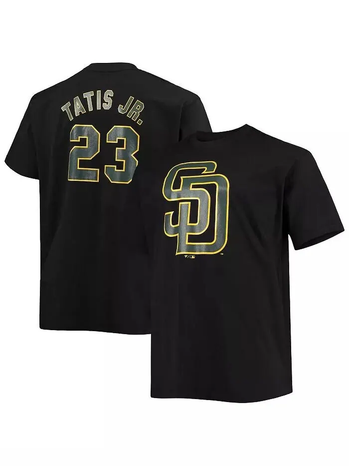 Мужская футболка Fernando Tatis Jr. Black San Diego Padres Big and Tall с надписью и номером — изображение 1 из 3