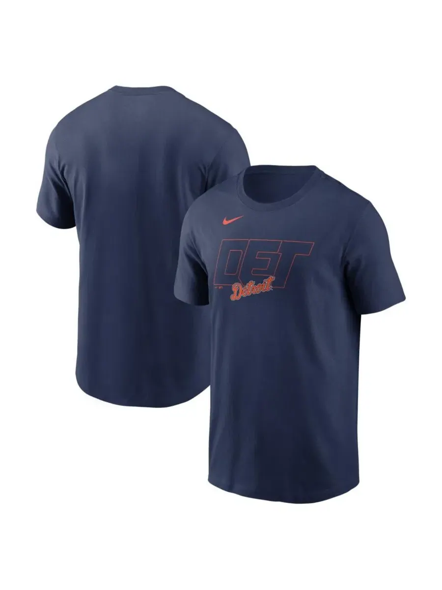 Мужская темно-синяя футболка с альтернативным логотипом команды Detroit Tigers "2-Hit" Nike — изображение 1 из 3, темно-синий