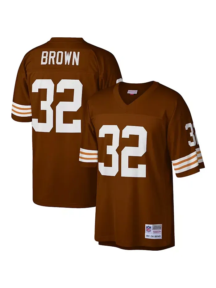 Мужская реплика джерси Cleveland Browns Legacy Джима Брауна в коричневом цвете Mitchell & Ness — изображение 1 из 3