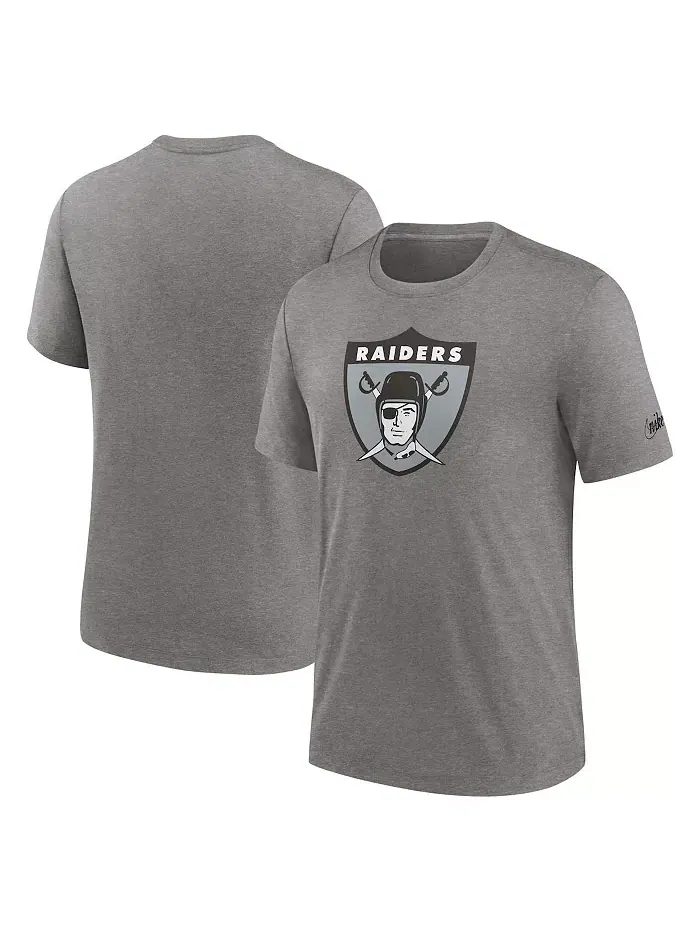 Мужская футболка Heather Charcoal Las Vegas Raiders Rewind Logo Tri-Blend Nike — изображение 1 из 1