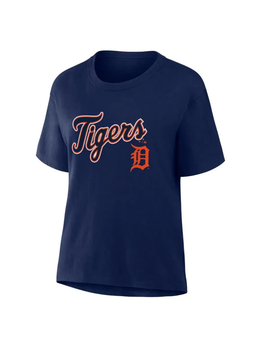 Женская футболка темно-синего цвета с символикой команды Detroit Tigers Lockup Legacy Fanatics — изображение 2 из 3