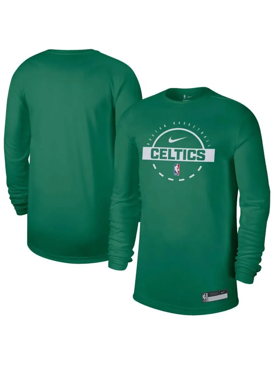 Мужская футболка с длинными рукавами и технологией Dri-FIT для тренировок Boston Celtics сезона — изображение 1 из 3, зеленый