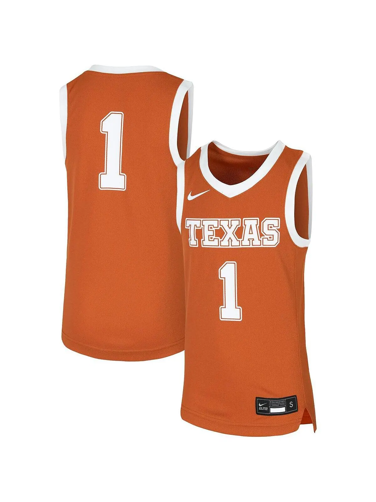 Реплика баскетбольной команды Big Boys #1 Orange Texas Longhorns Nike — изображение 1 из 2, оранжевый