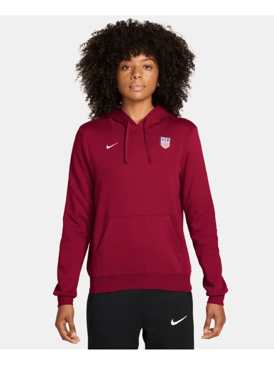 Женская худи Nike Club Fleece с капюшоном и принтом USMNT — изображение 1 из 3, красный