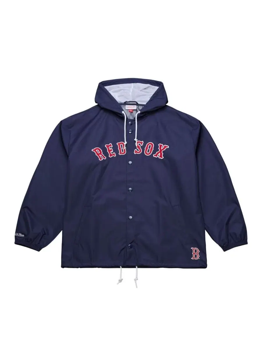 Куртка-коуч с капюшоном на полной застежке-молнии Boston Red Sox Mitchell & Ness — изображение 1 из 4, темно-синий