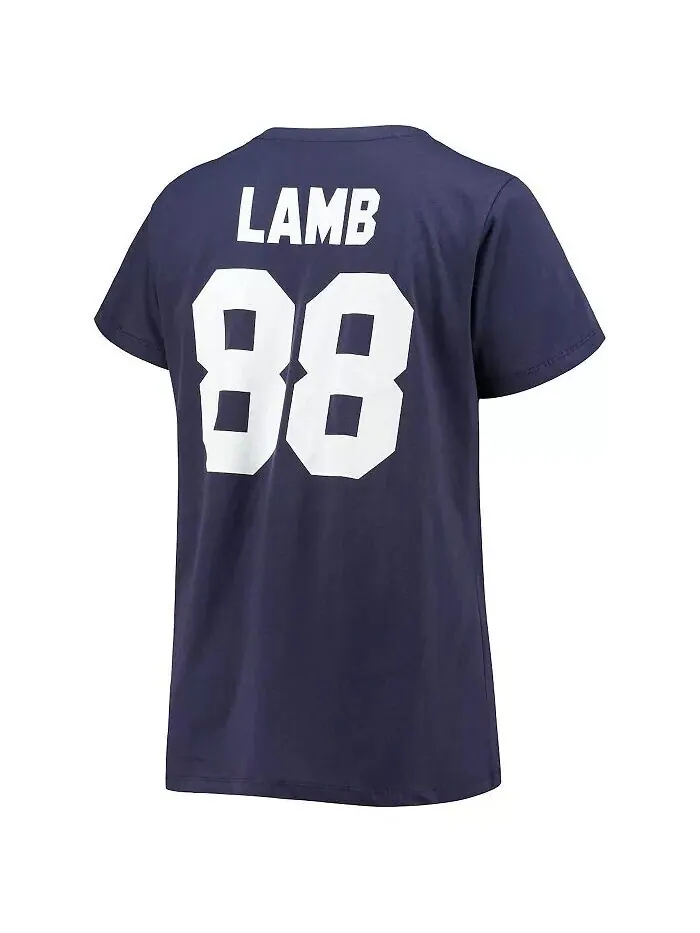 Женская футболка Cee Dee Lamb темно-синего цвета Dallas Cowboys с именем и номером и v-образным — изображение 3 из 3