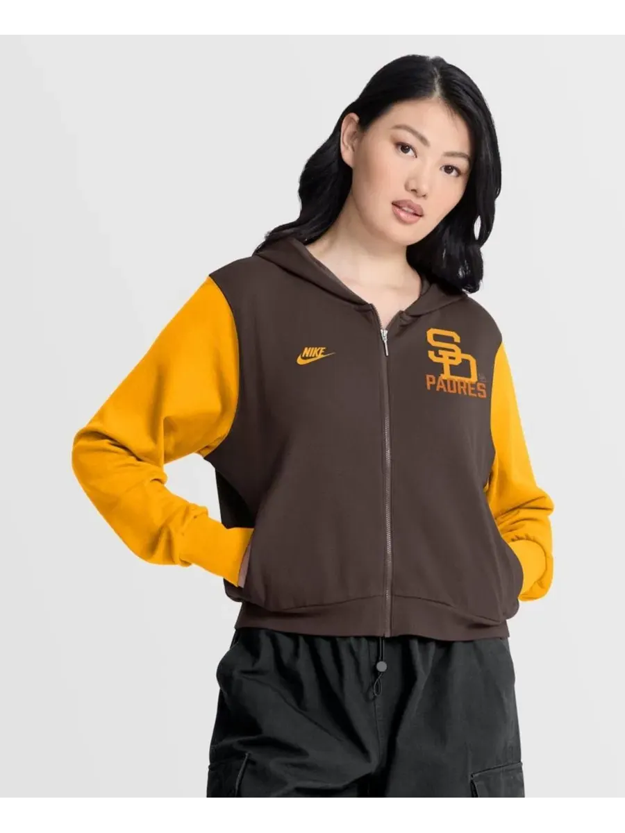 Худи-молния с капюшоном, укороченное, с принтом, San Diego Padres Cooperstown Collection Nike — изображение 1 из 5