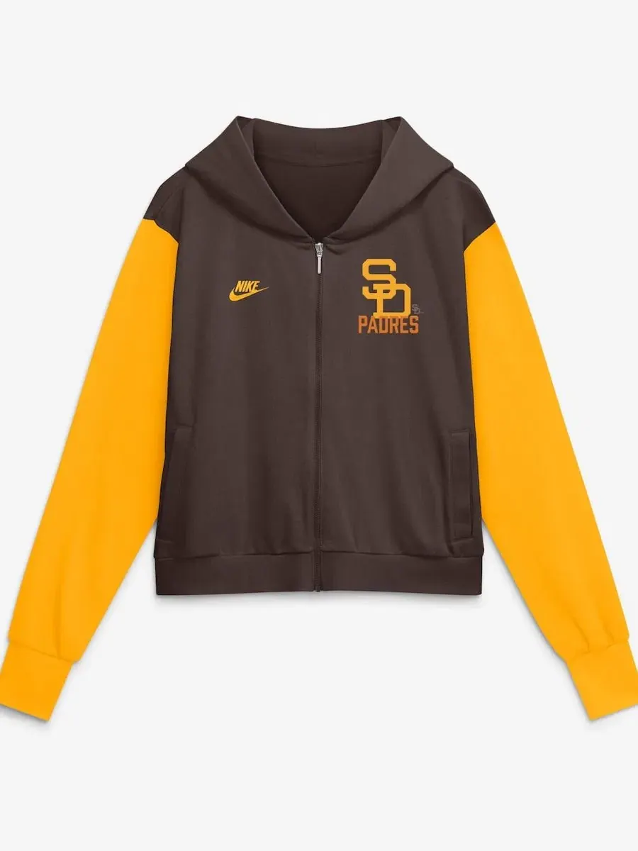 Худи-молния с капюшоном, укороченное, с принтом, San Diego Padres Cooperstown Collection Nike — изображение 2 из 5