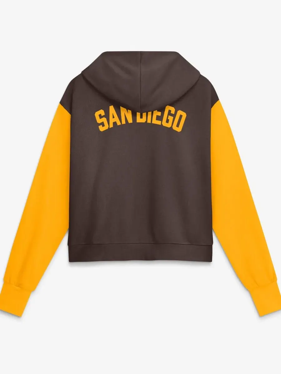 Худи-молния с капюшоном, укороченное, с принтом, San Diego Padres Cooperstown Collection Nike — изображение 3 из 5