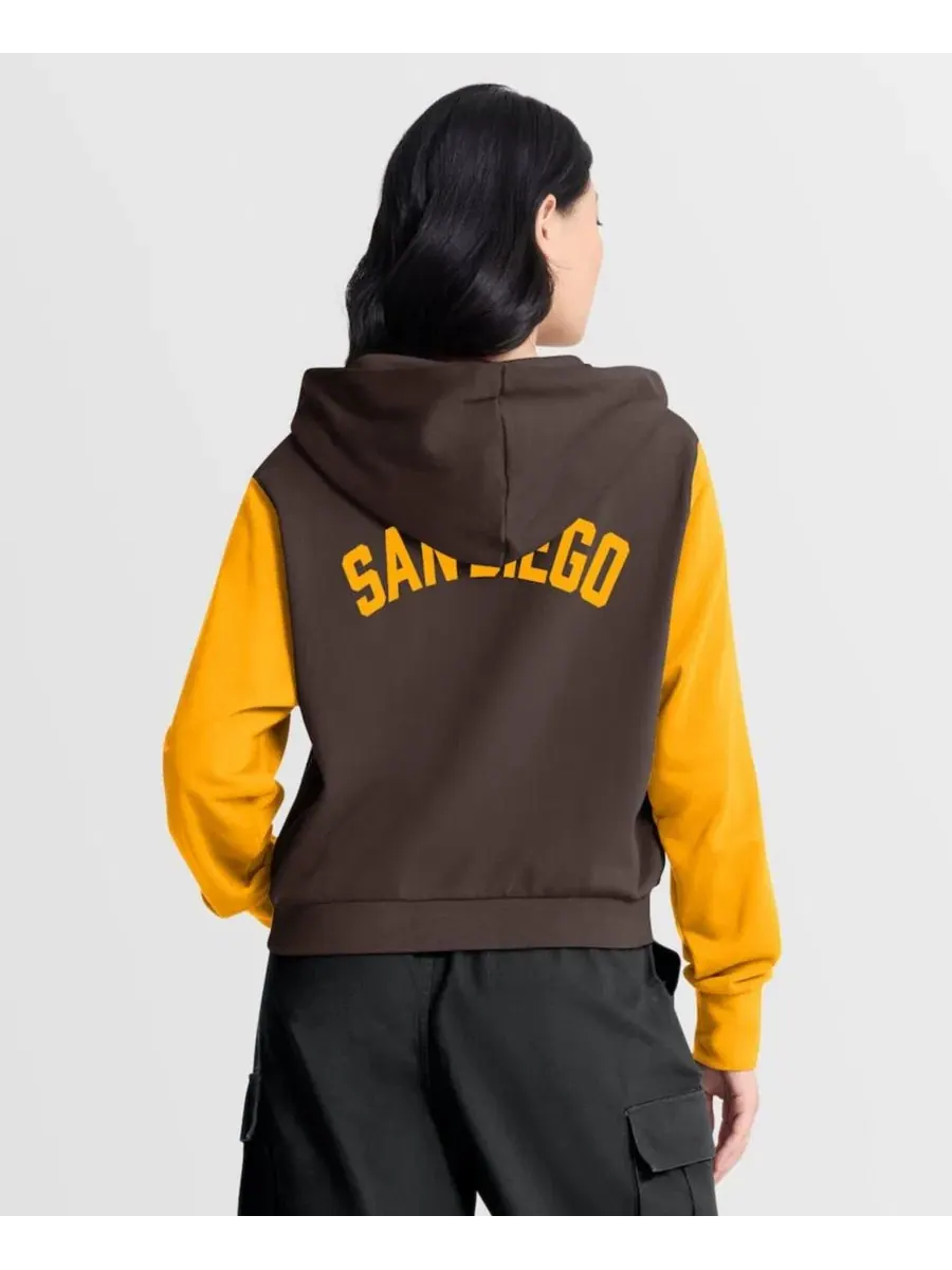 Худи-молния с капюшоном, укороченное, с принтом, San Diego Padres Cooperstown Collection Nike — изображение 4 из 5