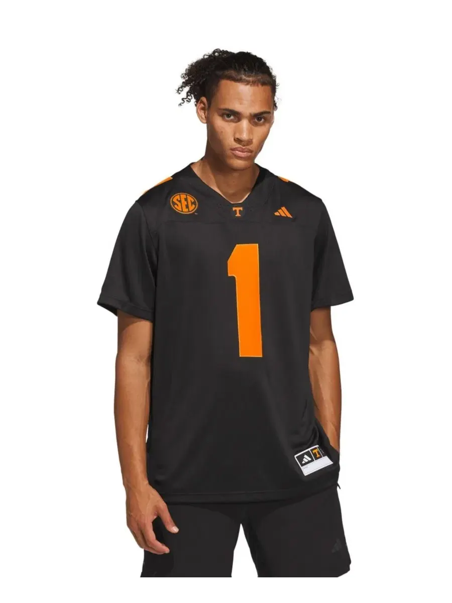 Футболка с V-образным вырезом и логотипом Tennessee Volunteers, модель Premier Jersey adidas — изображение 1 из 5, черный