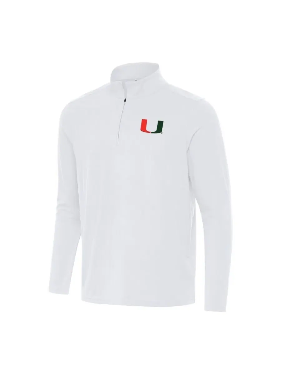 Топ с четверть-застежкой с длинным рукавом Miami Hurricanes Intent Antigua — изображение 1 из 1, белый