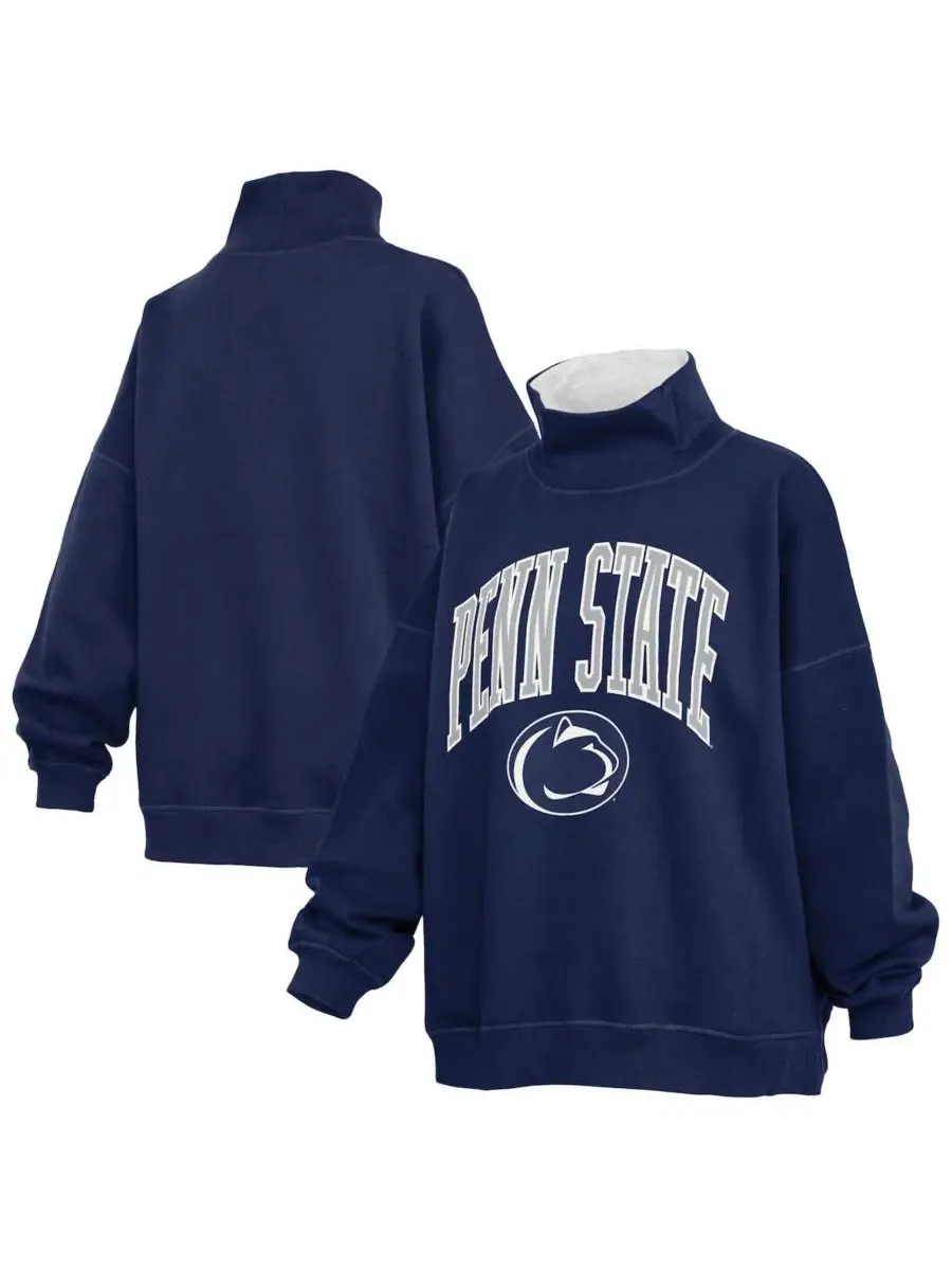 Свитшот с имитацией ворота Oversized Penn State Nittany Lions Pressbox — изображение 1 из 3, темно-синий