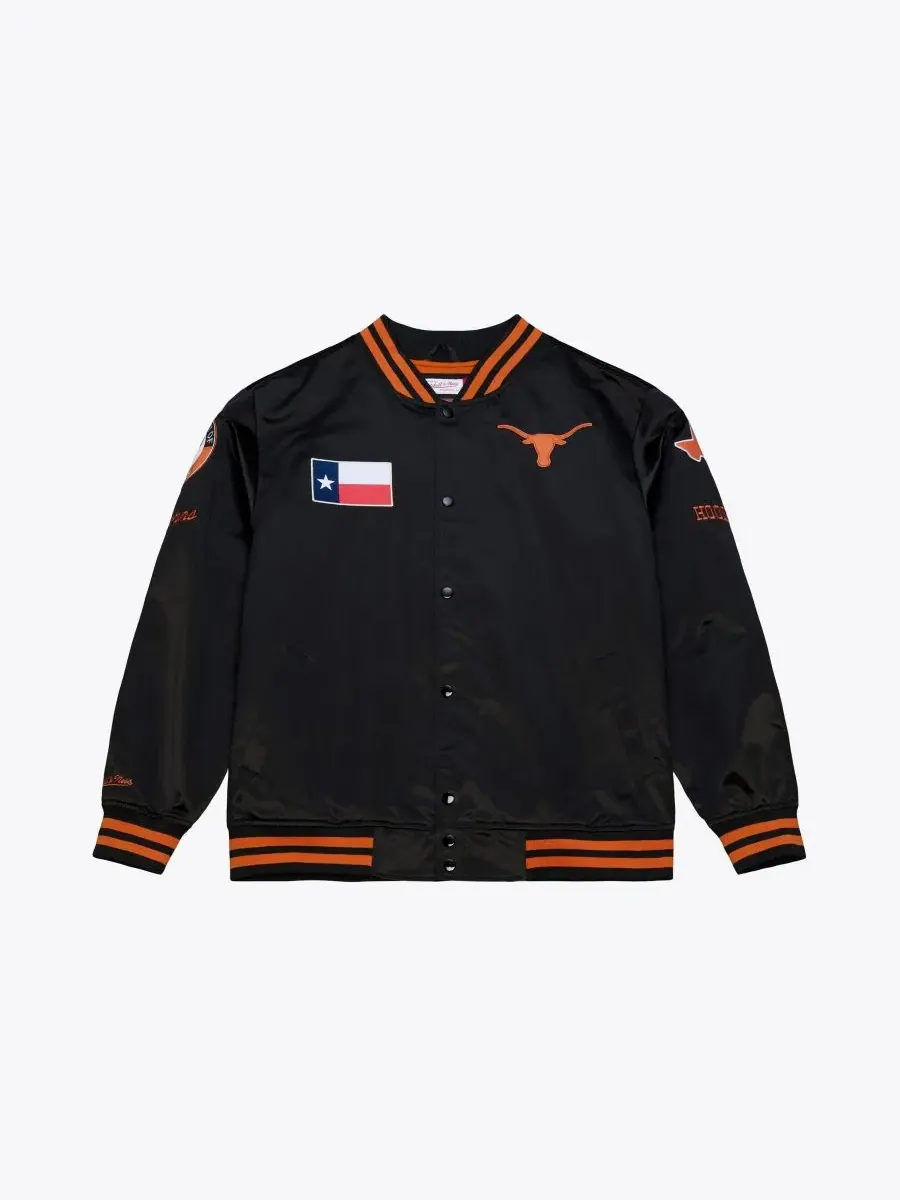 Куртка легкая на кнопках с эмблемой Texas Longhorns Mitchell & Ness — изображение 1 из 3, черный