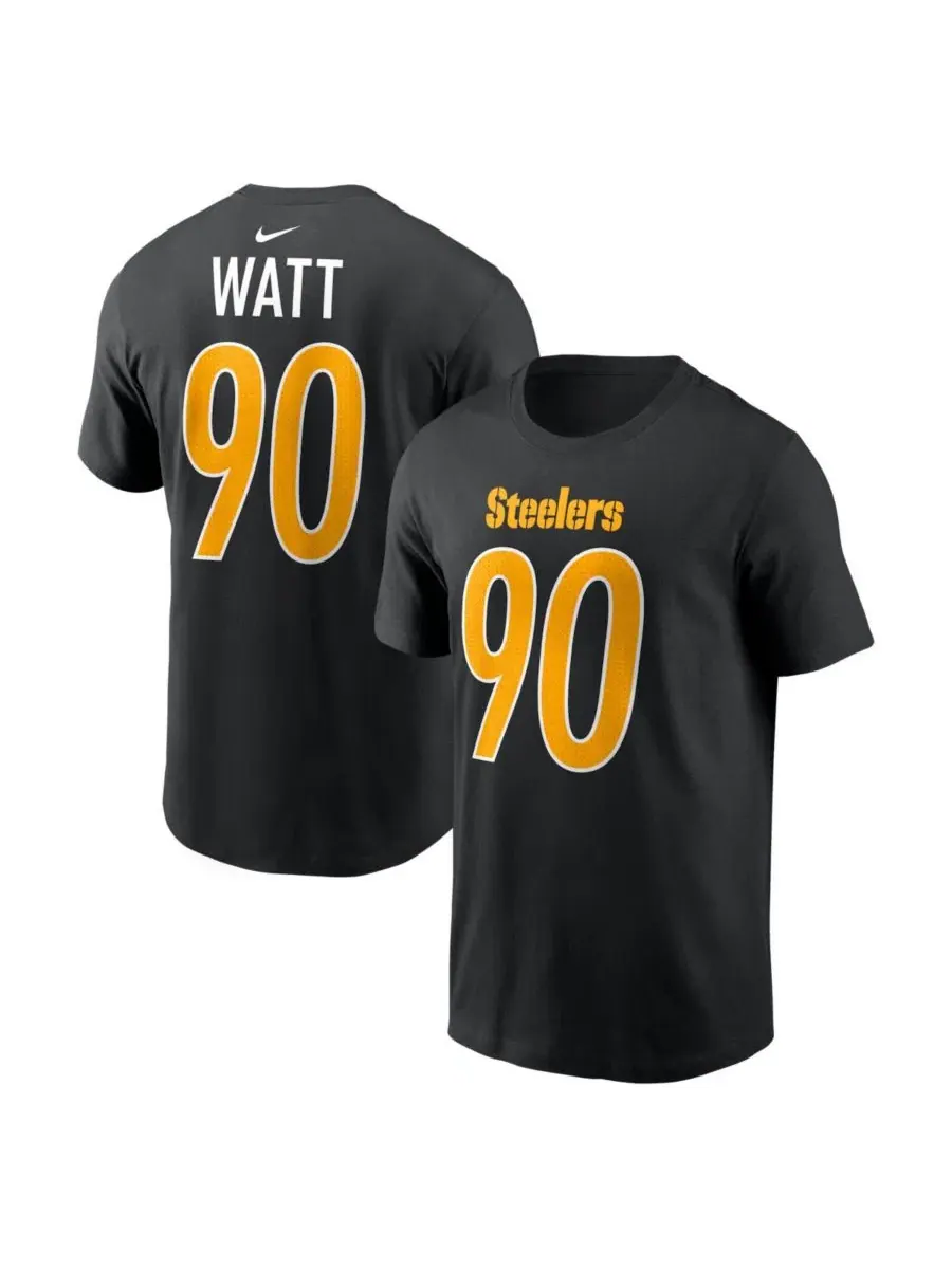 Футболка с длинным рукавом с принтом T.J. Watt Carbon Name and Number Nike — изображение 1 из 3, черный