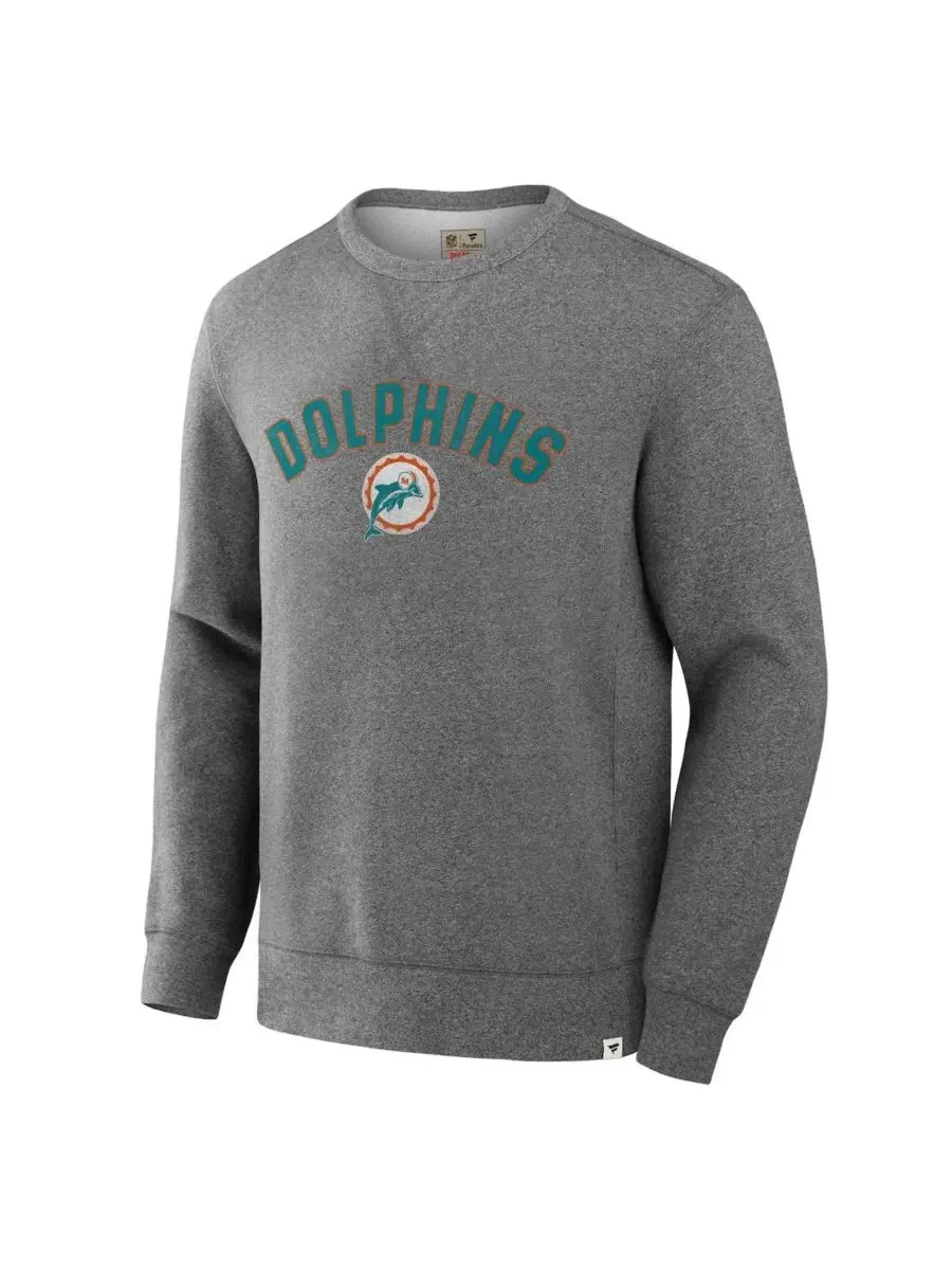 Свитшот с длинным рукавом с принтом Miami Dolphins Loop Terry Fanatics — изображение 2 из 5, серый
