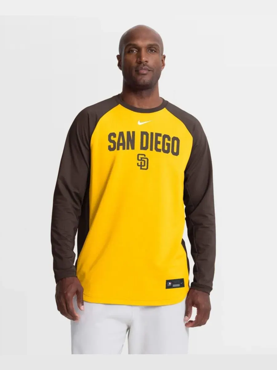 Свитшот с регланом, Dri-FIT, San Diego Padres Authentic Collection Raglan Nike — изображение 1 из 4, золото