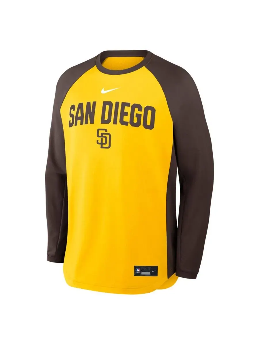 Свитшот с регланом, Dri-FIT, San Diego Padres Authentic Collection Raglan Nike — изображение 2 из 4, золото
