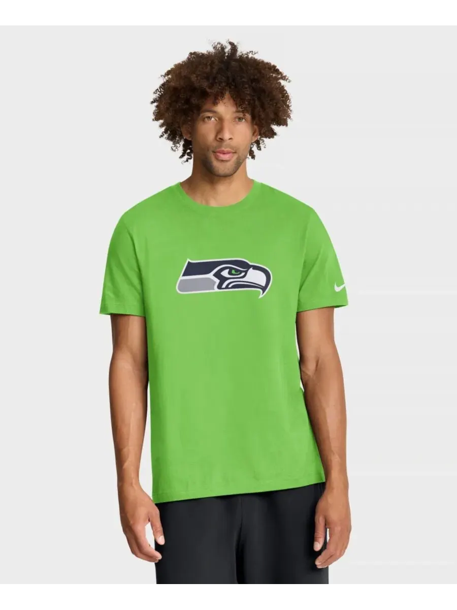 Футболка с коротким рукавом Nike Essential Logo Seattle Seahawks — изображение 1 из 5, неоновый зеленый