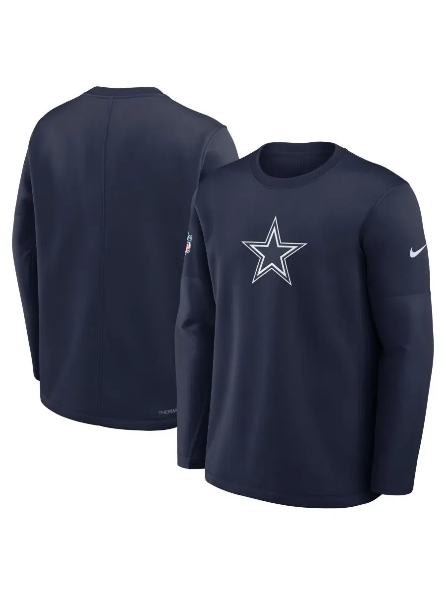 Свитшот Nike Dallas Cowboys Sideline Coaches Midweight Therma-FIT — изображение 1 из 3, темно-синий