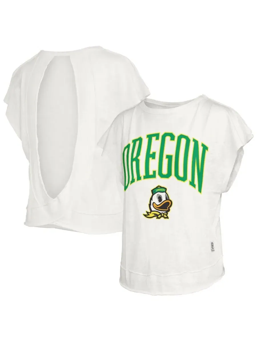 Футболка с открытой спиной Oregon Ducks Nelson Movement Open Back Slub Pressbox — белый