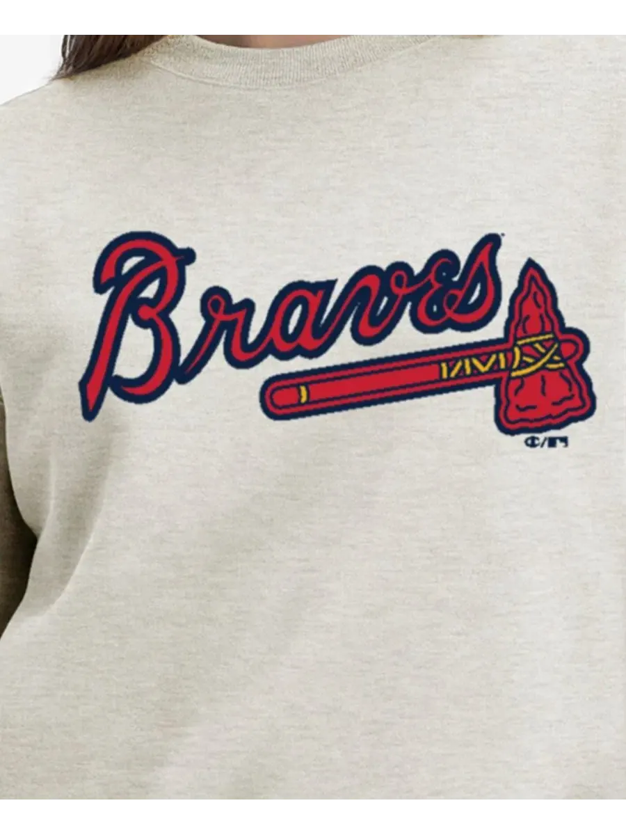 Женский свитшот свободного кроя с принтом Atlanta Braves All-Star Champion — изображение 5 из 5, овсяный