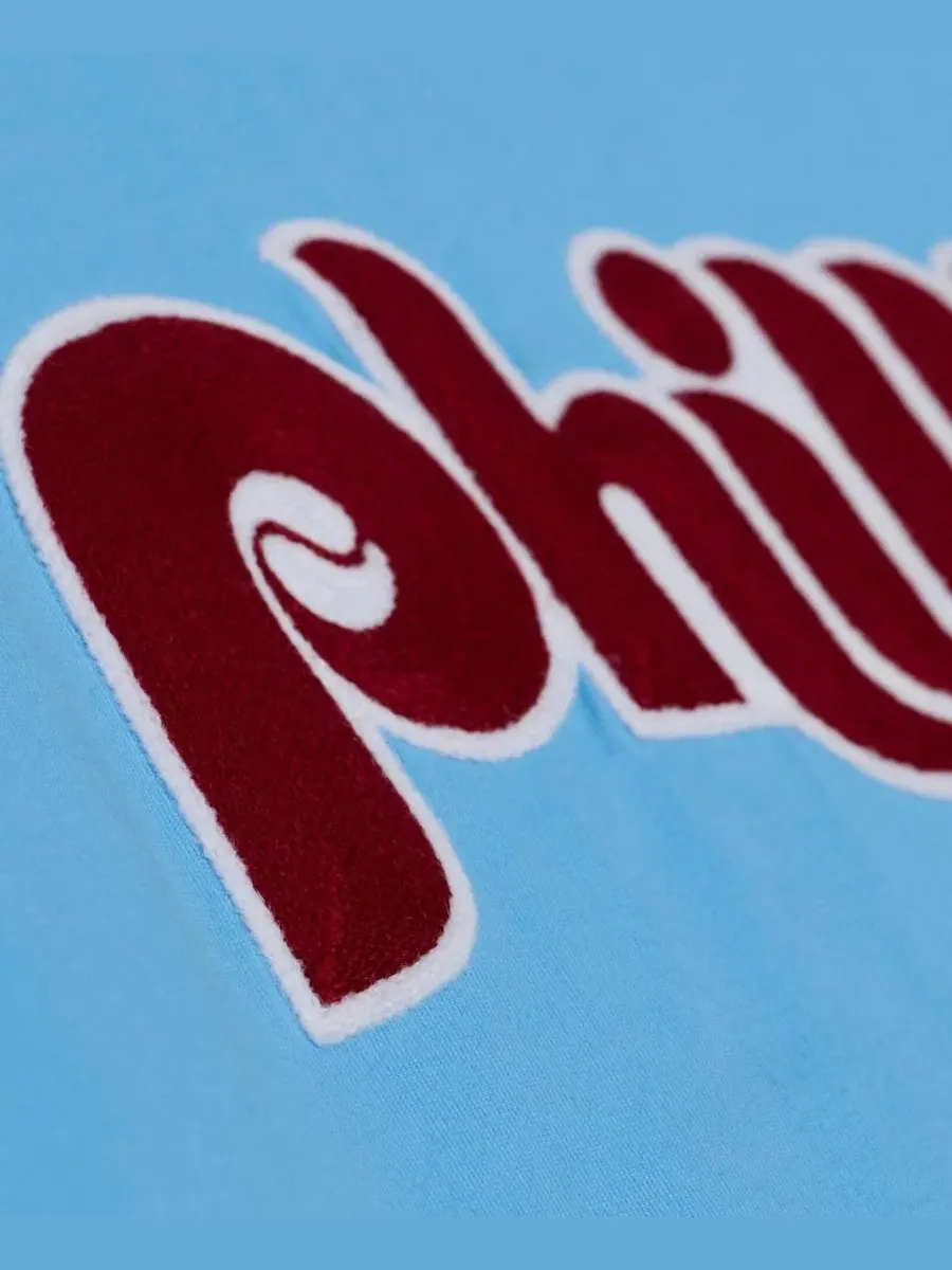 Футболка-рингер с вышивкой Philadelphia Phillies Mitchell & Ness — изображение 3 из 5, светлый синий