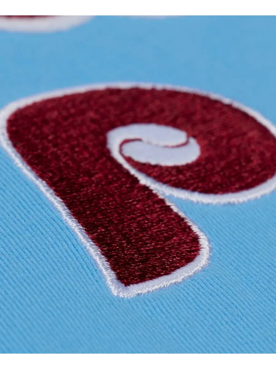 Футболка-рингер с вышивкой Philadelphia Phillies Mitchell & Ness — изображение 4 из 5, светлый синий