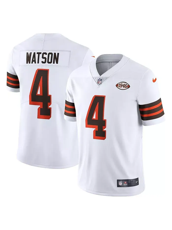Мужская футболка Cleveland Browns 2021 Alternate Vapor Limited цвета белого, модель Deshaun Watson — изображение 1 из 3