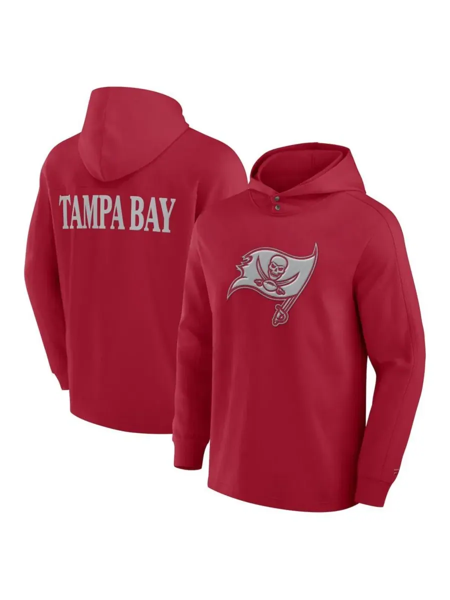 Футболка-худи с капюшоном, с длинным рукавом, с принтом Tampa Bay Buccaneers Fanatics — изображение 1 из 3, красный