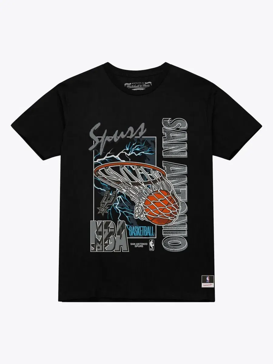 Футболка с принтом Lightning Swish Mitchell & Ness — изображение 1 из 2, черный