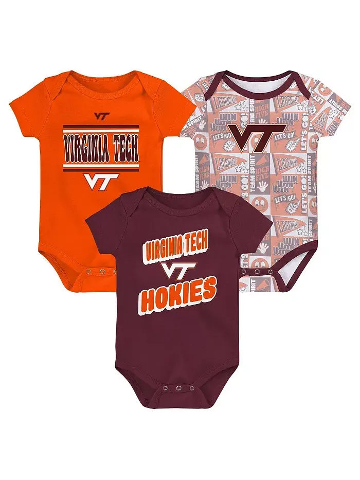 Новорожденный бордовый боди Virginia Tech Hokies Sunday Comics, набор из 3 штук Outerstuff — изображение 1 из 4