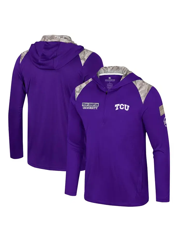 Мужская фиолетовая худи-кофта с молнией на четверть OHT Military Appreciation TCU Horned Frogs — изображение 1 из 4