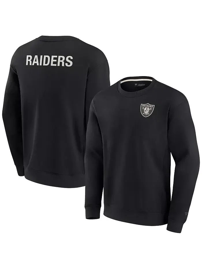 Мужская и женская черная супермягкая толстовка с круглой горловиной Las Vegas Raiders Fanatics