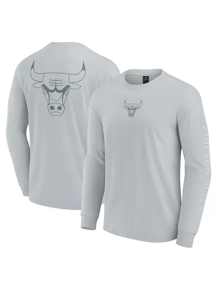 Мужская серая футболка с длинным рукавом Chicago Bulls Elements Strive Fanatics — изображение 1 из 3