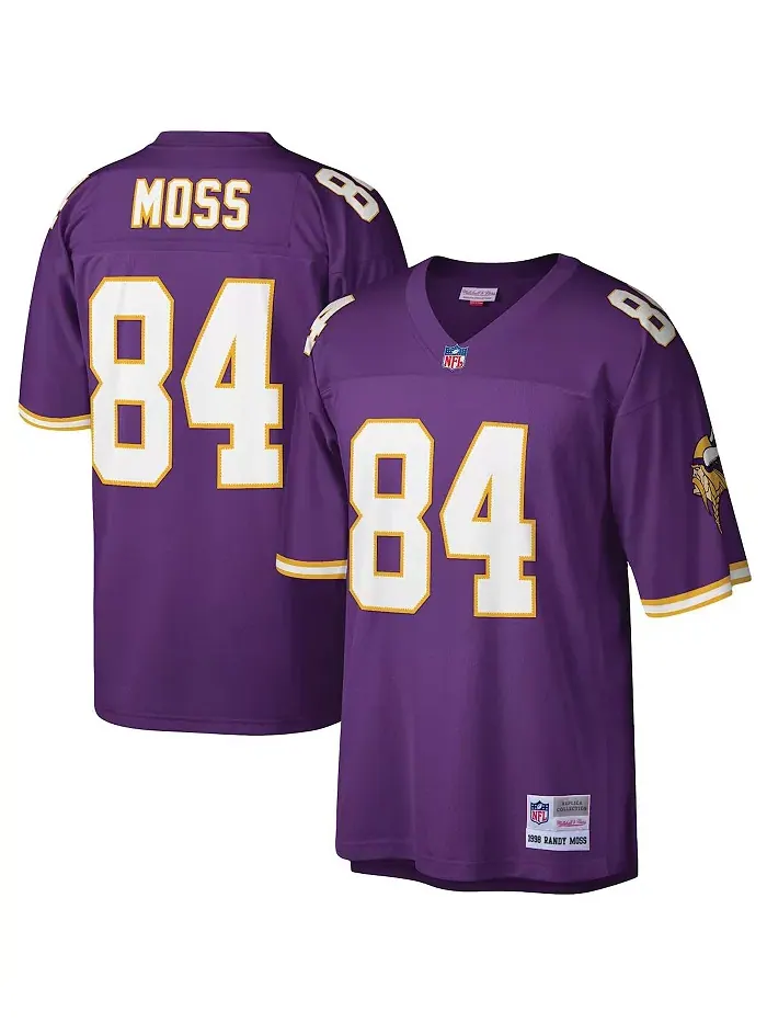 Мужская реплика джерси Randy Moss в фиолетовом цвете Minnesota Vikings Legacy Mitchell & Ness