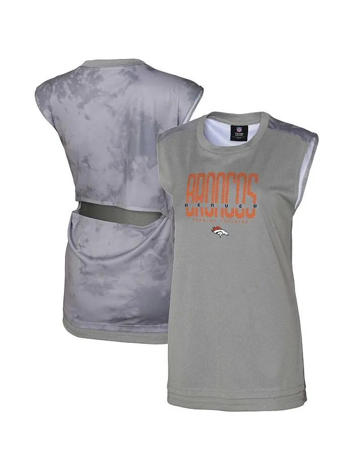 Женская серая майка Denver Broncos No Sweat Outerstuff — изображение 1 из 3, серый