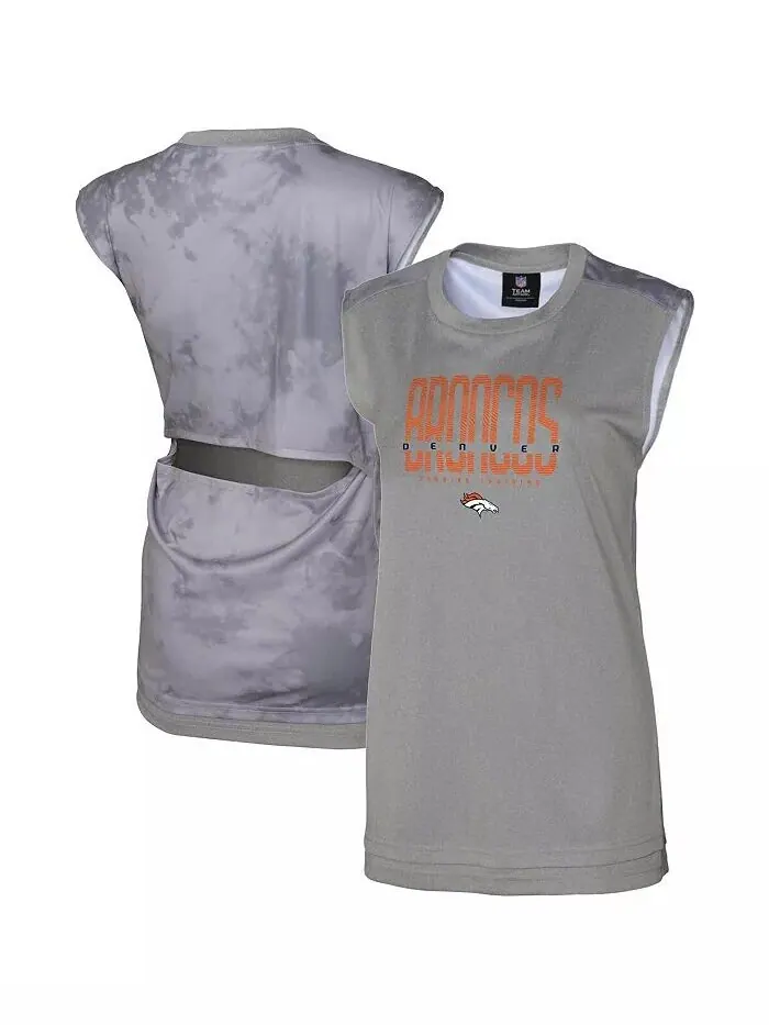 Женская серая майка Denver Broncos No Sweat Outerstuff