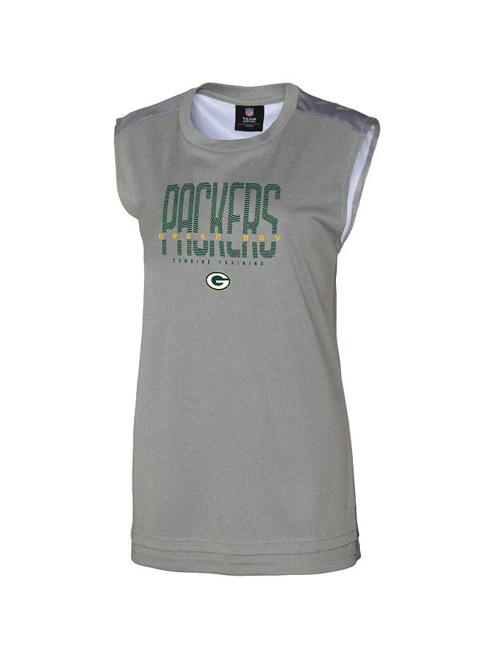 Женская серая майка Green Bay Packers No Sweat Outerstuff — изображение 3 из 3, серый